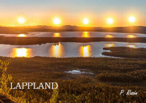 Kylskåpsmagnet Lappland midnattssol