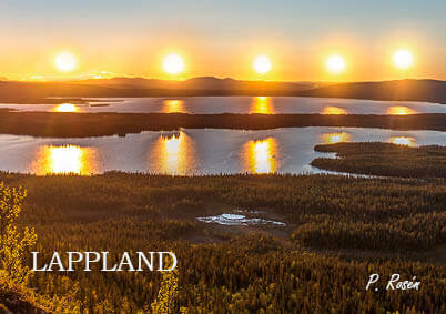 Kylskåpsmagnet Lappland midnattssol